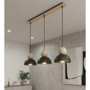 Lámpara colgante Reta Negro (3 luces)