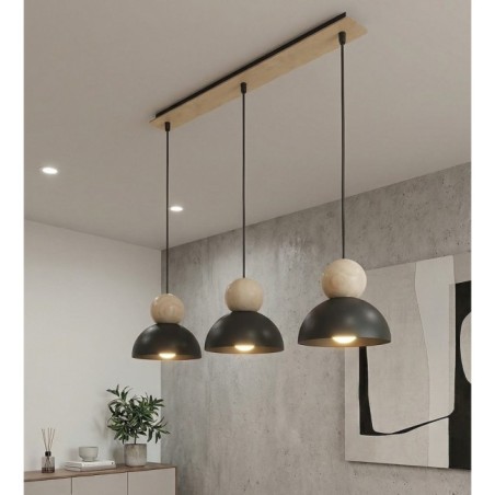 Lámpara colgante Reta Negro (3 luces)