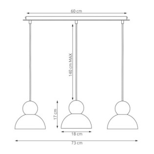 Lámpara colgante Reta Negro (3 luces)
