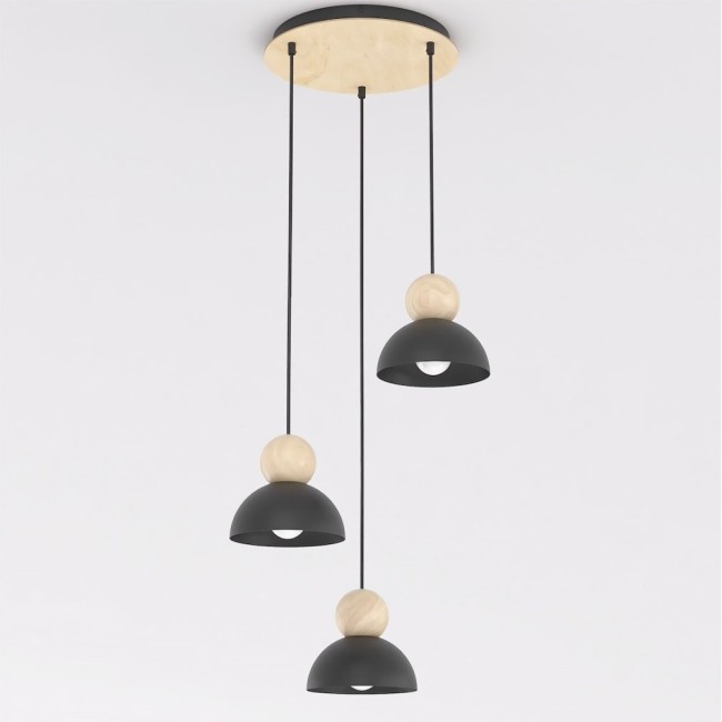 Lámpara colgante Reta II Negro (3 luces)