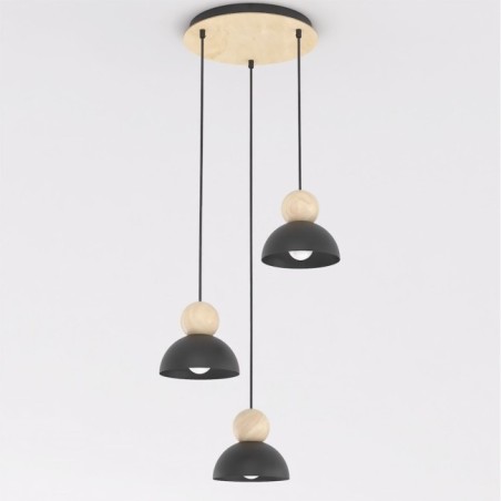 Lámpara colgante Reta II Negro (3 luces)