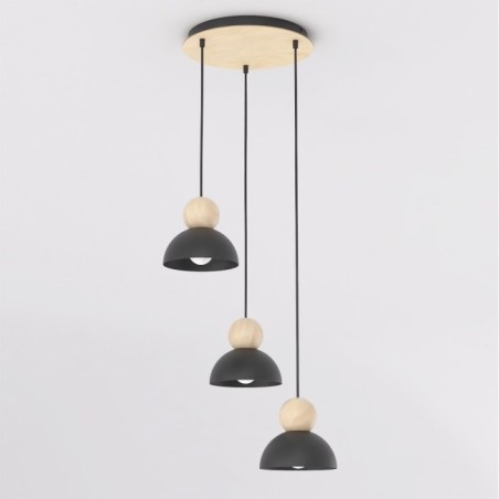 Lámpara colgante Reta II Negro (3 luces)
