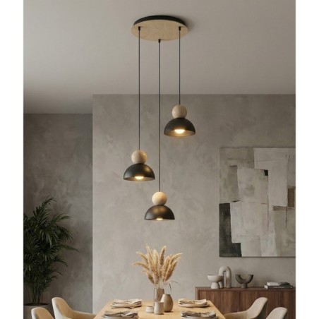 Lámpara colgante Reta II Negro (3 luces)