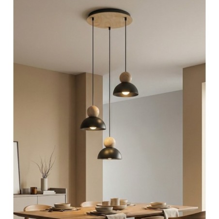 Lámpara colgante Reta II Negro (3 luces)