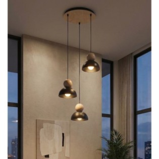 Lámpara colgante Reta II Negro (3 luces)