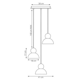 Lámpara colgante Reta II Negro (3 luces)