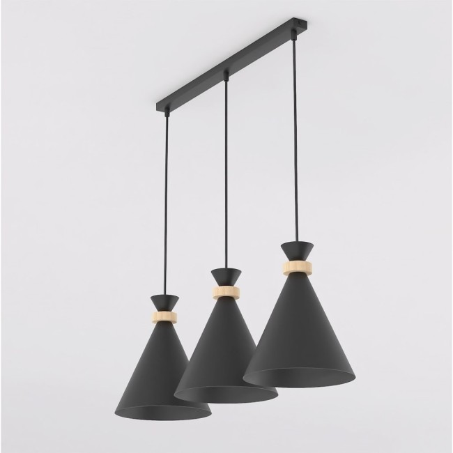 Lámpara colgante Due Negro (3 luces)