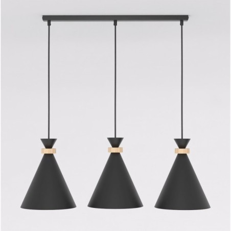 Lámpara colgante Due Negro (3 luces)