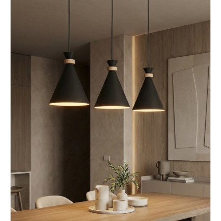 Lámpara colgante Due Negro (3 luces)