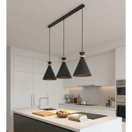 Lámpara colgante Due Negro (3 luces)