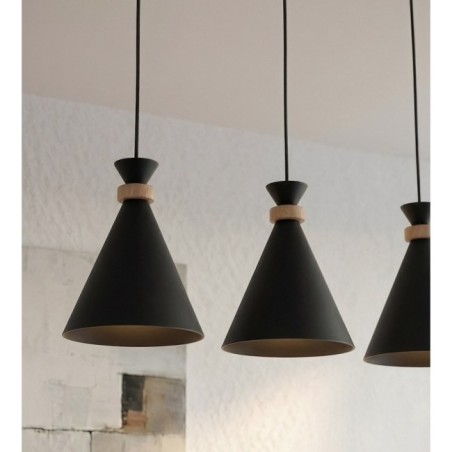 Lámpara colgante Due Negro (3 luces)