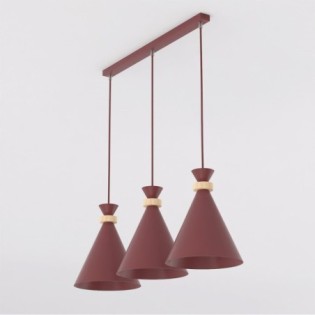 Lámpara colgante Due Burdeos (3 luces)