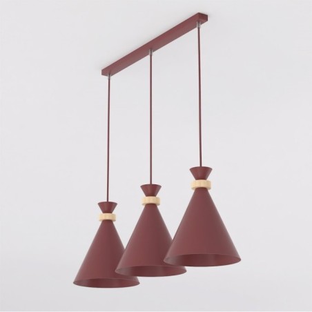 Lámpara colgante Due Burdeos (3 luces)