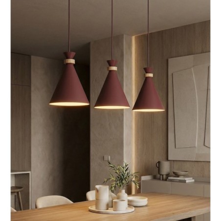Lámpara colgante Due Burdeos (3 luces)