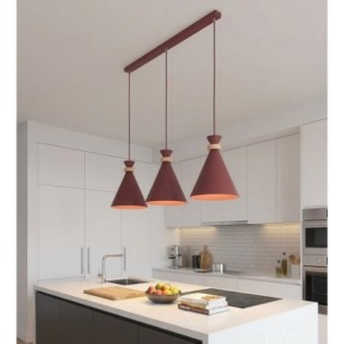 Lámpara colgante Due Burdeos (3 luces)