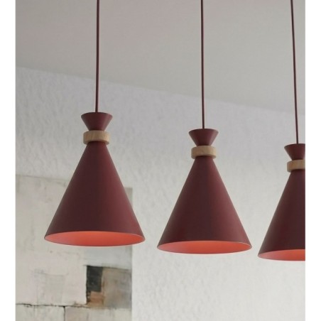 Lámpara colgante Due Burdeos (3 luces)