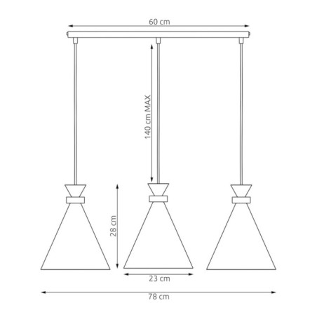 Lámpara colgante Due Burdeos (3 luces)
