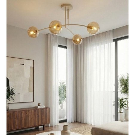 Lámpara de techo Siret Moca Ámbar (4 luces)