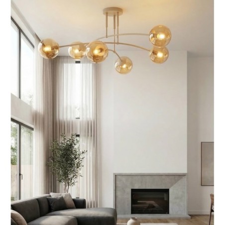 Lámpara de techo Siret Moca Ámbar (6 luces)