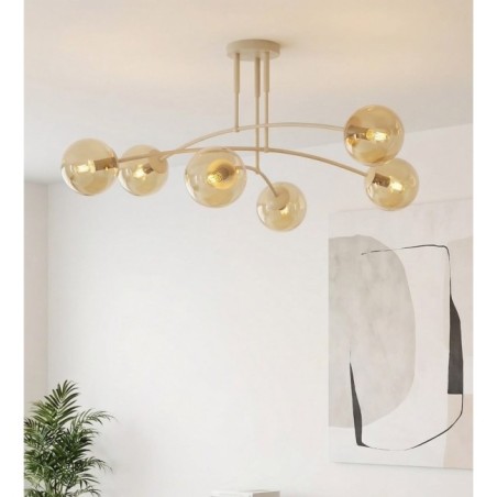 Lámpara de techo Siret Moca Ámbar (6 luces)
