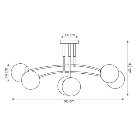 Lámpara de techo Siret Moca Ámbar (6 luces)