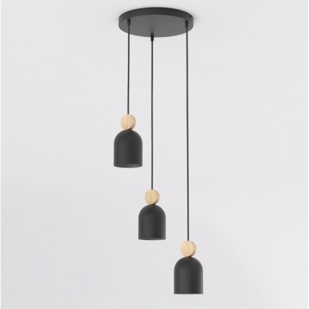 Lámpara colgante Ros II Negro (3 luces)