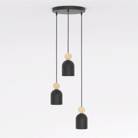 Lámpara colgante Ros II Negro (3 luces)