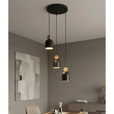 Lámpara colgante Ros II Negro (3 luces)