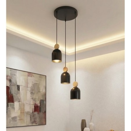 Lámpara colgante Ros II Negro (3 luces)