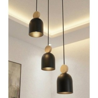 Lámpara colgante Ros II Negro (3 luces)