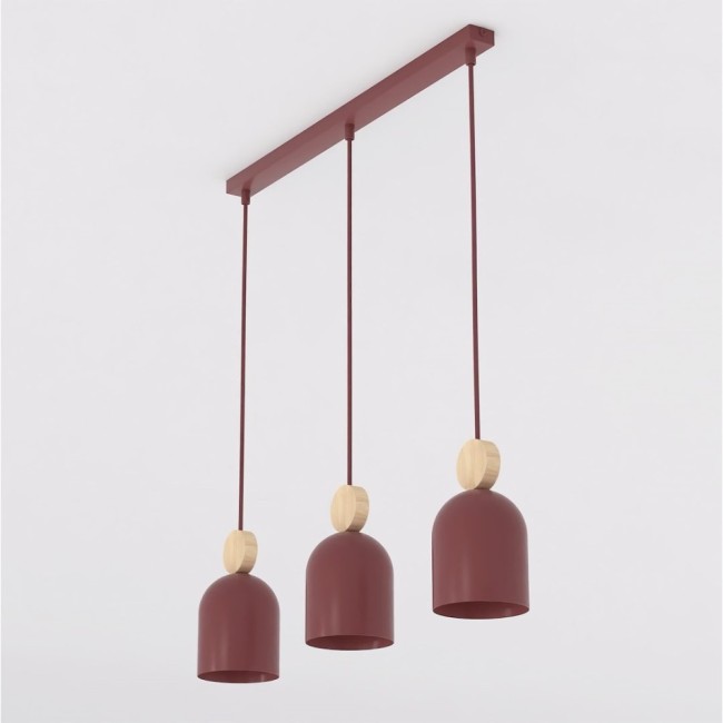 Lámpara colgante Ros Burdeos (3 luces)