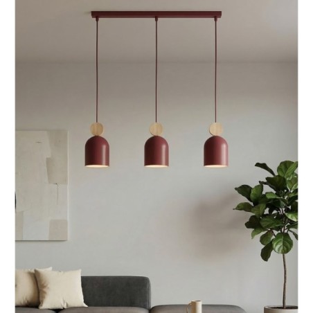 Lámpara colgante Ros Burdeos (3 luces)