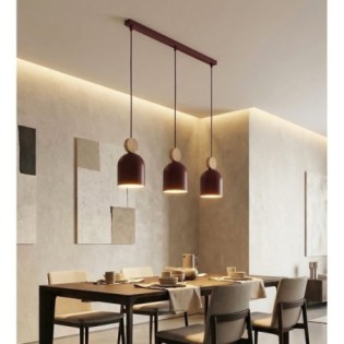 Lámpara colgante Ros Burdeos (3 luces)