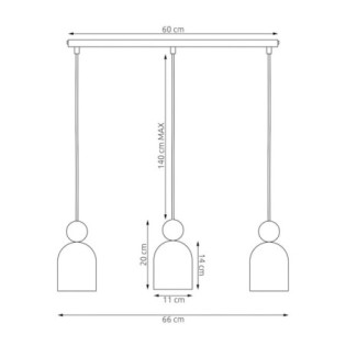 Lámpara colgante Ros Burdeos (3 luces)