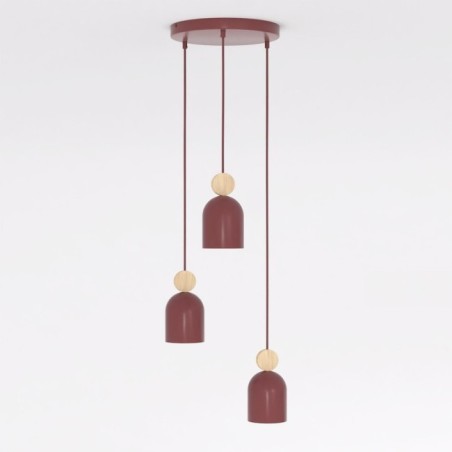 Lámpara colgante Ros II Burdeos (3 luces)
