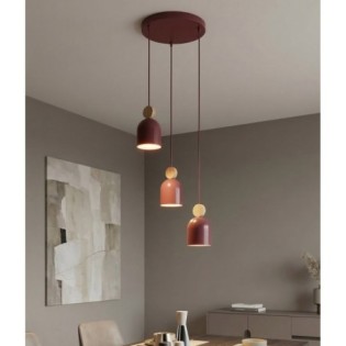 Lámpara colgante Ros II Burdeos (3 luces)