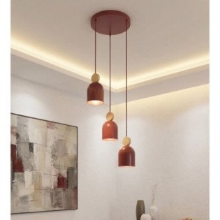 Lámpara colgante Ros II Burdeos (3 luces)