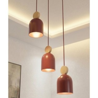 Lámpara colgante Ros II Burdeos (3 luces)