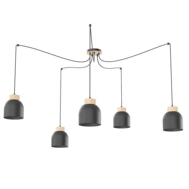 Lámpara colgante Prut Negro (5 luces)