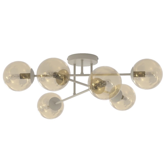 Lámpara de techo Drin Moca Ámbar (6 luces)