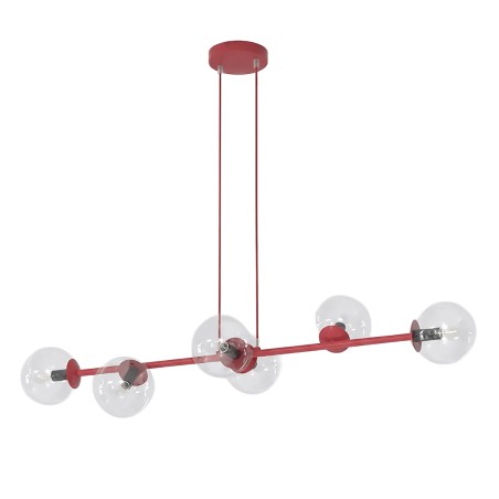 Lámpara colgante Odra Burdeos transparente (6 luces)