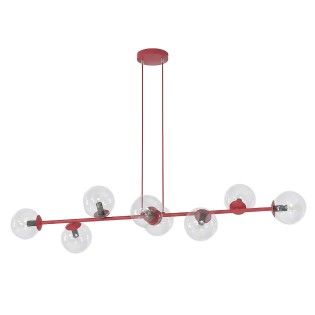 Lámpara colgante Odra Burdeos transparente (8 luces)
