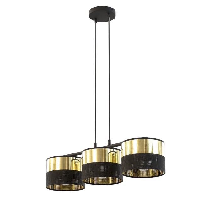 Lámpara colgante Velto Negro+Oro (3 luces)
