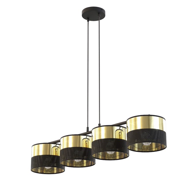 Lámpara colgante Velto Negro+Oro (4 luces)