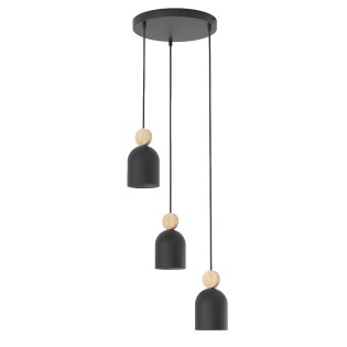 Lámpara colgante Ros II Negro (3 luces)