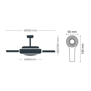 Ventilador LED Astra Eco Blanco 48W CCT/Dim + Ventilador de mano