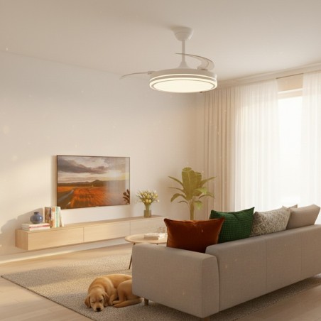 Ventilador LED Astra Eco Blanco 48W CCT/Dim + Ventilador de mano