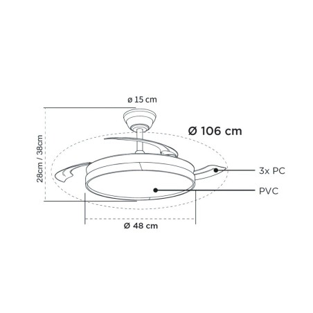 Ventilador LED aspas plegables Arpino Blanco CCT Dim (48W)