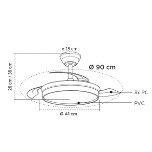Ventilador LED aspas retráctiles Paneco Mini CCT Dim (39W)
