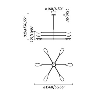 Lámpara de techo Liggera (6 luces)
